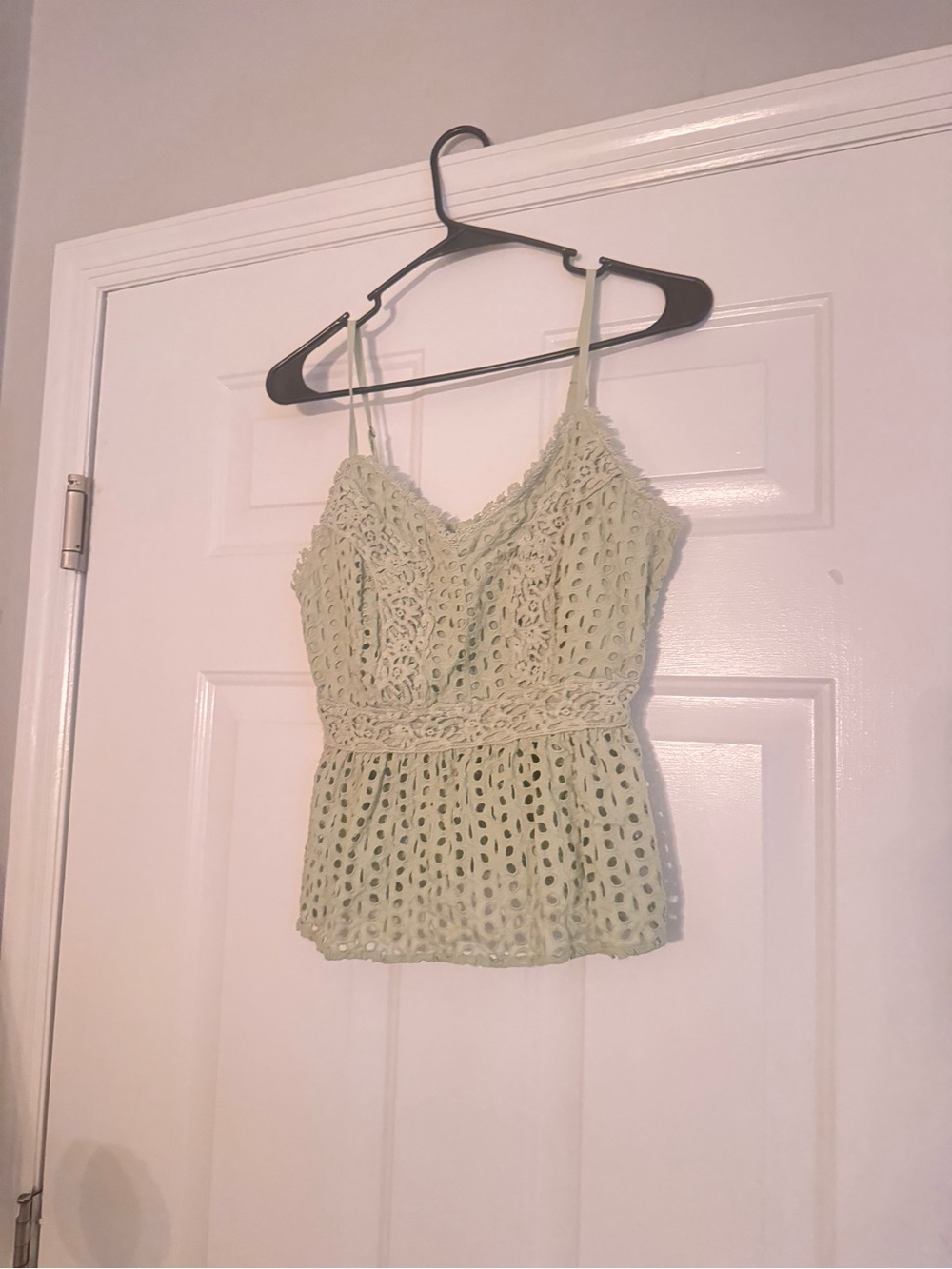 Japna Lace Eyelet Peplum Cami - Green - Picture 2 of 4